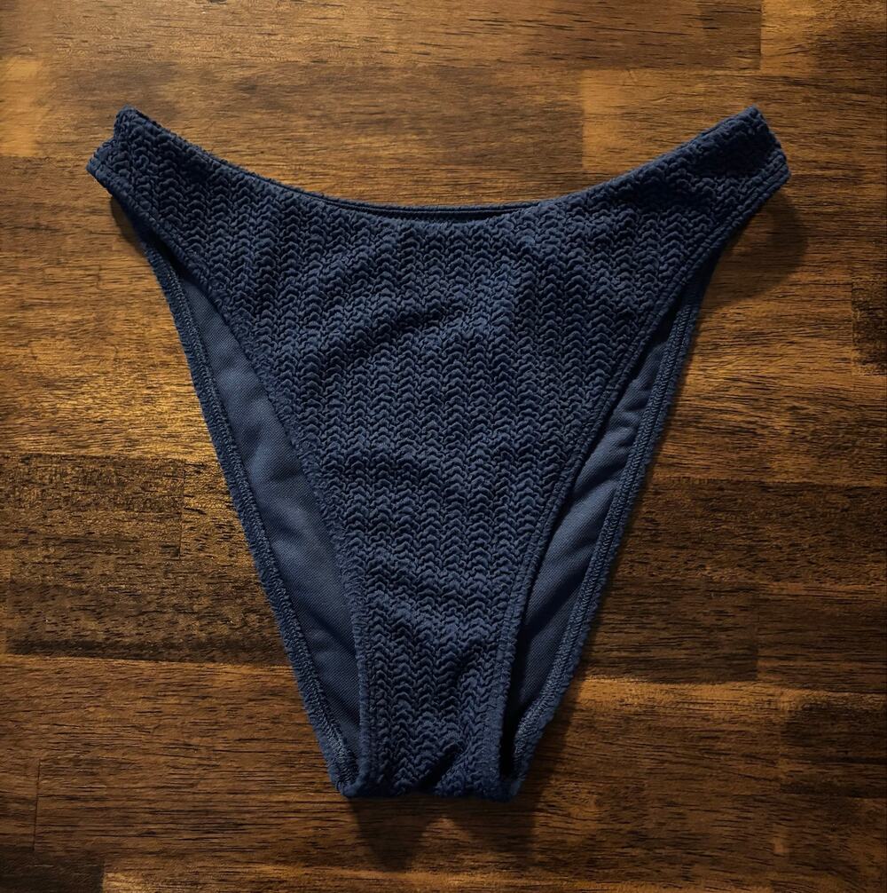 Abercrombie Women’s XXS Bikini Bottom Moderate Coverage High Leg Navy Blue